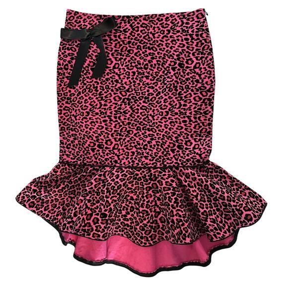 Y2K Deadstock Collectif Pink Leopard Print Wiggle Skirt – Size 28 - Picture 1 of 3